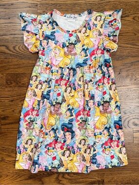 Willow Lane Girls Disney Princess Flutter-Sleeve Cotton Stretch Dress 5-6